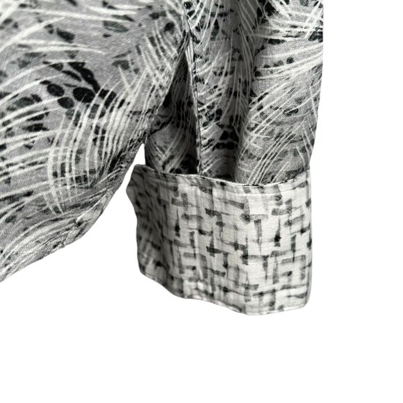 Robert Graham Shirt Men’s 2XL XXL Geometric Gray Flip Cuff Button Up Linen Blend - Picture 5 of 11